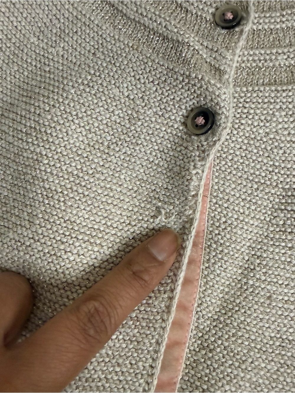 Mini Boden Oatmeal Knit Shiny Cashmere Blend Cardigan - Picture 5 of 6